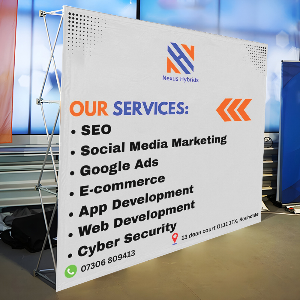 3m x 3m Straight Pop Up Exhibition Backdrop Stand With Printed Fabric Graphics