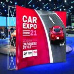 3m x 3m Curved Pop Up Exhibition Backdrop Stand With Printed Fabric Graphics
