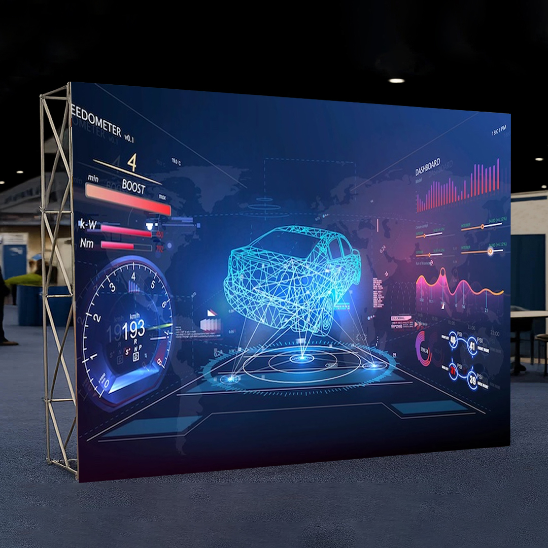 3m x 4m Straight Pop Up Exhibition Backdrop Stand With Printed Magnetic Graphics