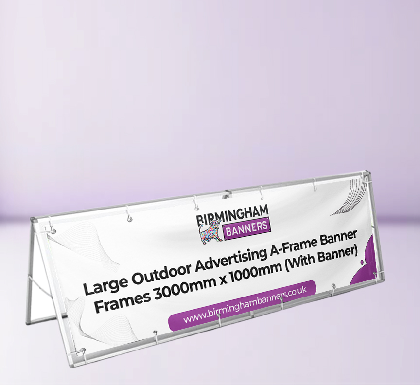 Large Outdoor Advertising A-Frame Banner Frames 3000mm x 1000mm (With Banner)