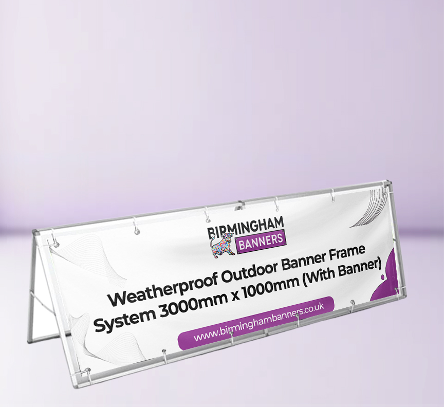 Weatherproof Outdoor Banner Frame System 3000mm x 1000mm (With Banner)
